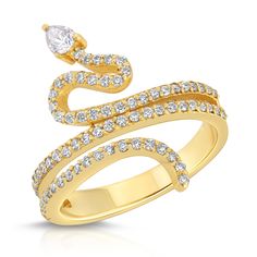 18k solid gold snake Diamonds ring Uber chic, modern and timeless, wear it by itself or stacked, a true fine jewelry statement ring. CONSCIENTIOUSLY MADE IN LA Diamonds size  : 1.20 mn Diamond pear shape : 4 mn * 3mn  Diamonds  Carat Weight : 0.85  Total Weight: Size 7 is approx. 5.5 grams 1.8 mm Band  Ships in 5-8 bus Coil Ring, Custom Jewelry Box, Diamonds Ring, Snake Ring, Jewelry Statement, Gold Snake, Diamonds And Gold, Diamond Sizes, Pear Shape