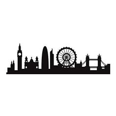 a black and white silhouette of the london skyline