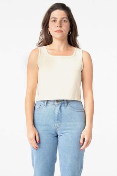 1822GD - Garment Dye Crop Tank – Los Angeles Apparel Los Angeles Apparel, Squared Neckline, French Girl, Off White Color, Off Black, Navy Color, Cute Tops, Crop Tank, Black And Navy