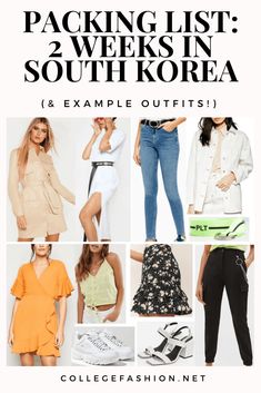 the packing list for 3 weeks in south korea and example outfits from college fashion net