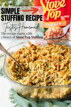 Transform two simple boxes of Stove Top Stuffing into a mouthwatering, homemade-tasting side dish that will steal the spotlight at any meal! With a few easy additions, you can elevate this convenient classic into something that not only retains the beloved flavor of Stove Top but takes it to the next level. Stove Top In Crock Pot, Easy Dressing Recipe Stove Top, Stove Top With Sausage, Stuffing Recipes From Stove Top, Box Stuffing In The Oven, Stovetop Stuffing Mix Recipes, Best Stovetop Stuffing Recipe, Baked Stovetop Stuffing, Stove Top Thanksgiving Stuffing