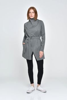 The Forever Jacket – Ruti Winter Outerwear With Tie Waist And Long Sleeves, Long Sleeve Outerwear With Tie Waist For Winter, Versatile Spring Wrap Outerwear, Fall Workwear Wrap Cardigan, Fall Wrap Cardigan For Workwear, Fall Workwear Outerwear With Tie Waist, Fall Outerwear With Tie Waist For Work, Versatile Wrap Cardigan For Work, Chic Solid Outerwear With Tie Waist