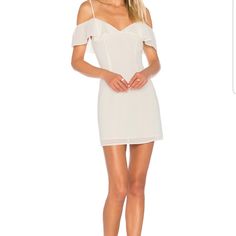 By The Way. Celeste Off Shoulder Mini Dress In White. - Size Xs (Also In S) By The Way. Celeste Off Shoulder Mini Dress In White. - Size Xs (Also In S) Self & Lining: 100% Poly. Hand Wash Cold. Fully Lined. Adjustable Shoulder Straps. Draped Ruffle Overlay. Hidden Side Zipper Closure. Shoulder Seam To Hem Measures Approx 33" At Longest Adjustment Because Straps Are Adjustable, Length May Vary Model Cream Short Sleeve Mini Dress For Date Night, Cream Mini Dress For Date Night, Off White Fitted Mini Dress, Fitted V-neck Mini Dress In Off White, Fitted Off-white V-neck Mini Dress, Fitted Off White Mini Dress For Date Night, Off White Fitted Mini Dress For Date Night, Off White Mini Dress For Night Out In Summer, Off-shoulder Cream Mini Dress For Brunch