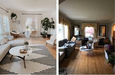 there are two pictures of the same living room