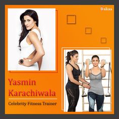 an advertisement for the celebrity fitness trainer yasmin karchwala, featuring two women