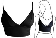 an image of a woman's black bra top and bottom with the shape cut out