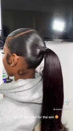 𝐏𝐢𝐧: @𝐭𝐡𝐞𝐧𝐢𝐧𝐚𝐠𝐫𝐥 🦋 [Video] | Sleek ponytail hairstyles, Black ponytail hairstyles, Weave ponytail hairstyles Sleek Ponytail Black Women Wedding, Hair Styles For Black Women Ponytail, Cute Ponytail Ideas For Black Women, Nice Ponytail Hairstyles For Black Women, Slim Back Ponytail, Low Slick Back Braided Ponytail Weave, Sleek Ponytail Weave Black Women, Elegant Ponytail Black Women, Middle Part Hairstyles For Black Women Ponytail