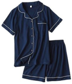 Navy Cotton Loungewear Sets, Navy Casual Loungewear Sets, Blue Pajama Shorts With Pockets For Loungewear, Shorts Pajama Set, First Choice, Short Pajama Set, Pajama Shorts, Always Be, Pajama Set