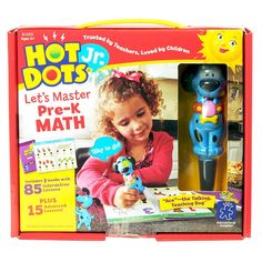 the hot dots lets master pre - k math set is in its box and it's ready to be played