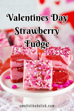 valentine's day strawberry fudge on a white plate