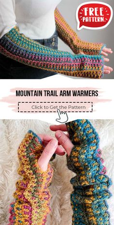 the mountain trail arm warmers are easy to crochet