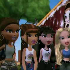 Bratz Four Friends, Bratz 4 Friends, Friendgroup Of 4 Cartoon, Group Of Four Cartoon Characters, Four Friends Aesthetic Cartoon, 4 Best Friends Cartoon, Bratz Best Friends, Bratz Duo, Bratz Group Picture