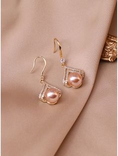 Women's Pearl Stud Earrings Fine Jewelry Classic Precious Stylish Earrings Jewelry Rose Gold For Gift Festival 1 Pair Rose Gold Hoop Earrings With Ear Wire For Party, Rose Gold Drop Pearl Earrings For Evening, Rose Gold Ear Wire Earrings For Party, Elegant Pink Metal Earrings, Rose Gold Dangle Pearl Earrings For Party, Pink Metal Earrings For Formal Occasions, Rose Gold Dangle Pearl Party Earrings, Rose Gold Single Crystal Earring For Party, Formal Pink Metal Earrings