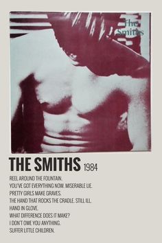 an advertisement for the smiths, featuring a shirtless man's back and chest