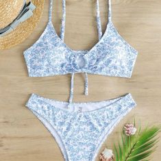 Brand New Ditsy Floral Tie Front Bikini Swimsuit Affordable Swimsuits, Summer Bathing Suits, Floral Swimsuit, 2 Piece Swimsuits, Summer Bikinis, Summer Swim Suits