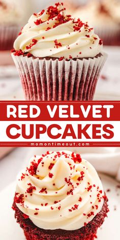 With rich cupcake flavors and a decadent cream cheese frosting, Red Velvet Cupcakes are the best dessert recipe! With cocoa powder, buttermilk, white vinegar, and cupcake crumbs these cupcakes are a perfect treat. Bake them today for a sweet surprise! Best Red Velvet Cupcakes, Recipe With Cocoa Powder, The Best Dessert, Cupcakes With Cream Cheese Frosting, Cupcake Flavors, Velvet Cupcakes, Red Velvet Cupcakes, Best Dessert, With Cream Cheese Frosting