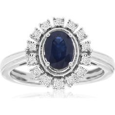 Enchanting 14K White Gold Sapphire and Diamond Oval Ring Dazzling Oval Sapphire Promise Ring, Classic Oval Sapphire Ring With Prong Setting, Timeless Oval Sapphire Ring, Elegant Oval Cabochon Sapphire Ring, Classic Oval Sapphire Ring With Diamond Accents, Dazzling Oval Sapphire Diamond Ring, Classic Oval Cabochon Sapphire Ring For Anniversary, Dazzling Sapphire Oval Diamond Ring, Dazzling Sapphire Diamond Ring, Oval Shape