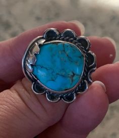 Old Native American Pawn Silver Ring with Turquoise center. Unique and interesting stone with green blue. It measures size 7 1/2. Looks stunning on! No markings. International buyers please email me about shipping costs. I ship on Tuesdays and Thursdays Thank you for looking! Bohemian Blue Turquoise Ring Stamped 925, Bohemian Blue Turquoise Ring With Gemstone, Bohemian Turquoise Ring With Gemstone, Bohemian Blue Turquoise Gemstone Ring, Bohemian Blue Turquoise Ring, Southwestern Blue Turquoise Ring With Natural Stones, Southwestern Style Blue Turquoise Ring With Natural Stones, Bohemian Blue Turquoise Ring With Natural Stones, Southwestern Style Blue Round Ring