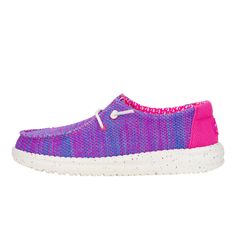 HEYDUDE | Big Kids' Shoes | Wendy Youth Stretch Sox - Pink Multi | Size 12 - Stretch with the best in the Wendy Youth Stretch Sox slip on shoe. Classic HEYDUDE™ construction, stretch mesh material top and elastic laces mean slip on ease, comfort and lightness from top to bottom. Rock it all in foot hugging style.Shoe Specs: Slip-On Stretch Lace Stretch mesh top Elastic laces Upper treated with water repellant spray Easy-on system Travel ready Removable foam insoleRelaxed Fit: Ample roominess all School Uniform Shoes, School Uniform Kids, Wide Shoes, Kids Sale, Elastic Laces, Mesh Material, Stretch Lace, Sneaker Shopping, Shoe Sale