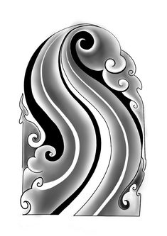 an abstract black and white design with swirls