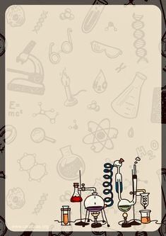 an image of a science themed background with flasks and beakles on it