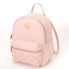 This small backpack is pink, with a quilted design and accented with faux pearls. It's perfect for on-the-go to carry your essentials with ease! It features a main zippered compartment, a small pocket on the front, and gold-tone hardware. You can wear it on your back comfortably with the adjustable straps. Adjustable shoulder straps, Dimensions: 8" W x 10.5" H x 5.5" D, Closure: Zipper, Material: PU Size: One Size.  Gender: female.  Age Group: kids. Cute Mini Backpacks, Mini Mochila, Girls Purse, Cute Backpacks, Pretty Bags, Pink Backpack, Cute Purses, Small Backpack, Girl Backpacks