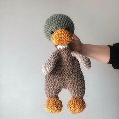 Amigurumi pattern Ducky Crochet, Crochet Mallard Duck, Duck Snuggler, Duck Lovey, Lovey Crochet, Lovey Pattern, Diy Amigurumi, Crochet Lovey, Lucky Duck