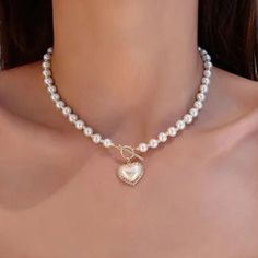 Heart Pearl Necklace Dainty Pearl Chocker Necklace 18K - Etsy Valentine's Day Party Pearl Necklace, White Pearl Chain Heart Necklace, Heart-shaped Pearl Necklace For Party, White Choker Necklace For Valentine's Day, Valentine's Day Pearl Necklace For Party, Heart Necklace With Pearl Chain For Gift, Trendy Necklaces For Wedding And Valentine's Day, Trendy Wedding Necklaces For Valentine's Day, Elegant Heart Charm Choker Necklace