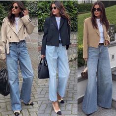 High Waisted Wide Leg Jeans Outfit, Jeans Outfit Spring, Wide Leg Pants Outfit, European Outfit, Color Combinations For Clothes, Women's Outfit Sets, Daily Fashion Inspiration