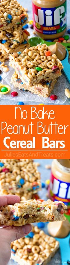 no bake peanut butter cereal bars are the perfect snack for kids and adults alike