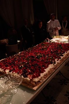 a long table topped with lots of food