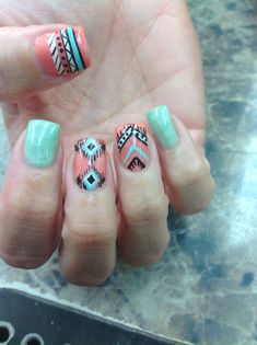 Southwestern Nail Designs, Native American Nails, Country Nail Designs, Spring Nails2023, Nails Acrylic Coffin Spring, Aztec Nail Designs, Nail 2023 Spring, Indian Nail Art, Nails 2022 Spring