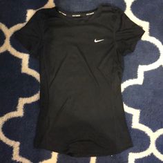 Black Dry Fit Never Worn Nike Running Shirt Size X Small Nike Black Workout T-shirt, Basic Black Nike Top, Casual Black Workout Shirt, Authentic Outfits, Nike Running Shirt, Nike Shirt, Tops Black, Running Shirts, Nike Shirts