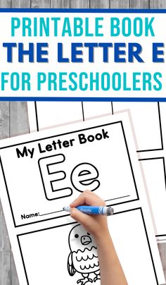 printable book the letter e for preschoolers with an image of a hand holding a marker