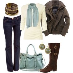 nice color combo Cozy Work Outfit, Scarves Outfits, Moda Chic, Casual Style Outfits, Outfit Casual