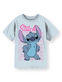 Buy Stitch Sassy Girls Graphic Crew Neck Short Sleeve T-Shirt, Size XS-XL (Little Girls & Big Girls) at Walmart.com Nightmare Before Christmas Halloween, Stitch Clothes, Sassy Girl, Stitch And Angel, Kid Clothes, Music Tees, Trendy Graphic Tees