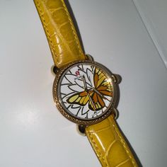 Michele Watch Gently Used No Box Michele Watch, Butterfly Watch, Michele Watches, Garden Party, Accessories Watches, Women Accessories, Yellow, Women Shopping, Color