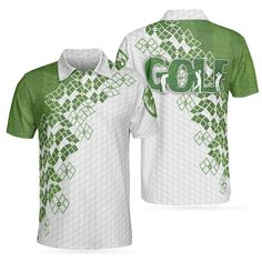 Elegant Golf In Green Golf Polo Shirt, White And Green Golf Shirt For Men, Unique Gift For Golfers - Hyperfavor Button Down Polo, Summer Beach Dress, Gifts For Uncle, Gifts For Golfers, Polo Shirt White, Gifts For Brother, Elegant Shirt, Golfers, Active Wear Outfits