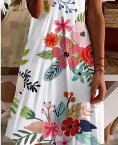 New Women's Floral Causal Dress V-Neck A Line Mini Dress White Floral Print Mini V-neck Dress, Casual White V-neck Summer Dress, Casual Multicolor Mini V-neck Dress, White Floral Print V-neck Dress For Spring, White Printed V-neck Sundress, White V-neck Shift Midi Dress, White Shift Midi Dress With V-neck, White Floral Printed V-neck Dress, White Maxi V-neck Dress For Summer