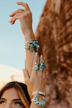 She’s got that cowgirl spirit, loaded up with handcrafted Turquoise jewelry. Kiersten and Yesenia Bailey Photography create magic for us here at Turquoise Tuesday taking our handcrafted Turquoise rings, necklaces and bracelets to Las Vegas for this cowgirl aesthetic shoot.‌ #cowgirl #lasvegas  #turquoise #turquoisejewelry #turquoiserings #turquoisenecklace #handcraftedjewelry #CowgirlStyle #MontanaMoments #TurquoiseLove #WesternGlam #ArtisanJewels #CowgirlChic #cowgirlaesthetic Southwest Jewelry, Southwest Style, Western Jewelry