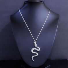 Silver-Plated Serpent Pendant Necklace 2" Chain Extender Lobster Clasp Cb159 #Snake #Serpent #Snakenecklace Silver Snake Necklace, Serpent Necklace, Snake Necklace Silver, Snake Jewelry, Snake Necklace, Chain Extenders, Lobster Clasp, Diamond Necklace, 925 Silver