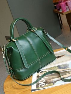 Elegant Soft Leather Shoulder Bag for Ladies Woyaza Stylish Purses And Handbags, Classic Green Soft Leather Satchel, Green Leather Shoulder Bag For Work, Green Soft Leather Satchel For Office, Everyday Leather Satchel With Metal Hardware, Green Leather Satchel With Leather Lining, Green Leather Satchel With Soft Leather, Classic Green Shoulder Bag With Metal Hardware, Morning Meetings