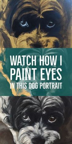 two dogs with the words watch how i paint eyes in this dog portrait