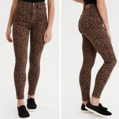 New- American Eagle Next Level Stretch Jegging Pants. Size 6, Short. Animal Print. Super High Rise. High Rise Brown Cargo Pants, Brown Stretch High-waisted Jeans, Stretch High-waisted Brown Jeans, Stretch Brown High-waisted Jeans, High Waist Leopard Print Bottoms For Fall, High Waisted Leopard Print Bottoms For Fall, High Rise Brown Pants For Fall, High Rise Leopard Print Bottoms For Fall, High Waist Brown Bottoms