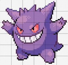 an image of a pixellated pokemon character with big eyes and fangs on it's face