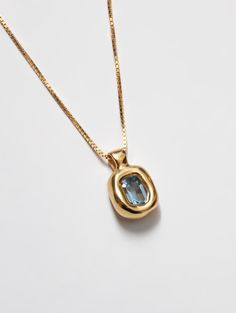 Wolf Circus Aquamarine Gemstone Pendant Necklace | Freya Necklace in Blue and Gold Gold And Blue Necklace, Freya Necklace, Wolf Circus, Dainty Pendant Necklace, Jeweled Bag, Gemstone Pendant Necklace, Bezel Pendant, Necklace Box, Charm Rings