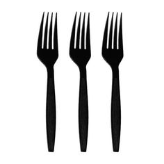 three forks and two knives are shown in black on a white background, with the fork's end pointing upward