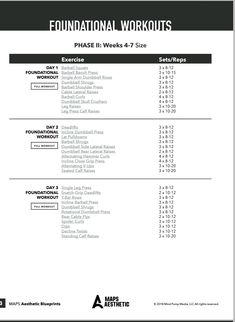 the printable worksheet for an exercise program is shown in black and white