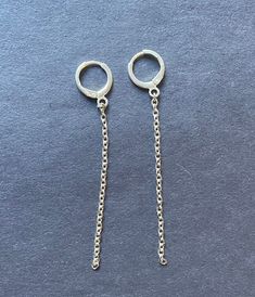 These are a pair of earrings that I make myself using silver-colored chains and mini hoops! The drop-down chain measures 2 inches in length, but can be customized to any length! If you would like a different measurement please leave it in the notes box when placing the order or message me directly! Please message me with any questions or if you would like any additional customizations! Silver Chain Earrings For Everyday, Everyday Silver Threader Earrings, Everyday Dangle Chain Earrings, Everyday Dangle Hoop Earrings With Chain, Simple Silver Chain Jewelry, Minimalist Nickel-free Chain Link Jewelry, Nickel Free Metal Dangle Threader Earrings, Dangle Chain Hoop Earrings As Gift, Silver Threader Earrings With Adjustable Chain For Everyday