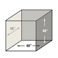 an image of a cube with the measurements for each side and four sides on it